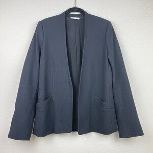 Protagonist Women's 4 Black Open Front Blazer Jacket Coat Pockets Silk Lined Car